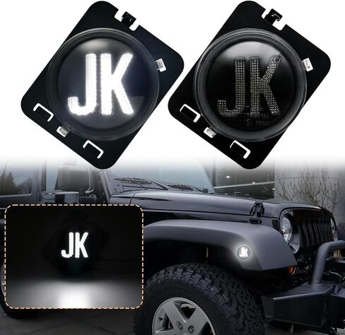 مصابيح LED جانبية متوافقة مع مصابيح LED كاملة للحاجز الأمامي لسيارة Wrangler JK 2007-2018، 2024 جديدة، المفضلة لعشاق الطرق الوعرة (أضواء صفراء بعدسات شفافة) in Kuwait