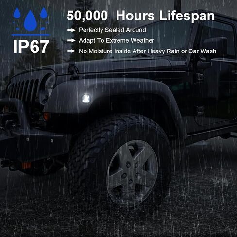 مصابيح LED جانبية متوافقة مع مصابيح LED كاملة للحاجز الأمامي لسيارة Wrangler JK 2007-2018، 2024 جديدة، المفضلة لعشاق الطرق الوعرة (أضواء صفراء بعدسات شفافة) in Kuwait