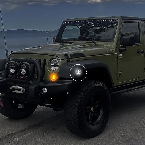 مصابيح LED جانبية متوافقة مع مصابيح LED كاملة للحاجز الأمامي لسيارة Wrangler JK 2007-2018، 2024 جديدة، المفضلة لعشاق الطرق الوعرة (أضواء صفراء بعدسات شفافة) in Kuwait