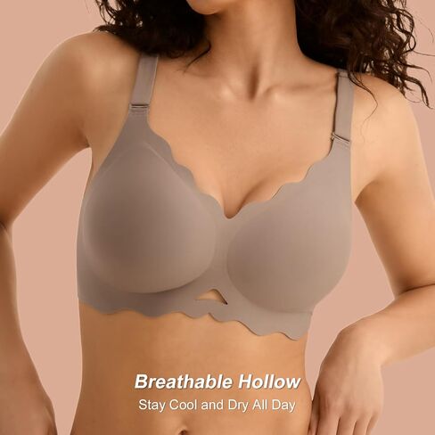 Wireless Bras for Women No Underwire, Seamless Comfortable Bralettes, Wavy V Neck, Padded T-Shirt Bra in Saudi Arabia
