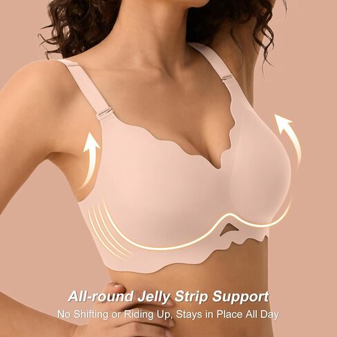 Wireless Bras for Women No Underwire, Seamless Comfortable Bralettes, Wavy V Neck, Padded T-Shirt Bra in Saudi Arabia