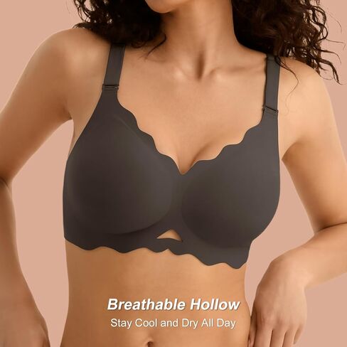 Wireless Bras for Women No Underwire, Seamless Comfortable Bralettes, Wavy V Neck, Padded T-Shirt Bra in Saudi Arabia