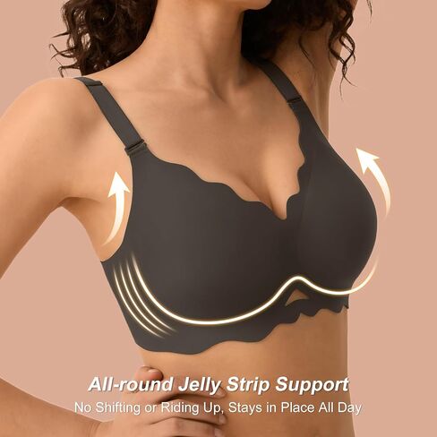 Wireless Bras for Women No Underwire, Seamless Comfortable Bralettes, Wavy V Neck, Padded T-Shirt Bra in Saudi Arabia