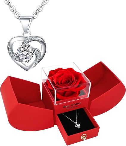 Valentine's Day Gift, Save Rose Necklace for Girlfriend, Rose Box, Rose Necklace, Gift for Girlfriend Mom Sister, Forever Rose, Eternal Rose, Gift for Her in Saudi Arabia