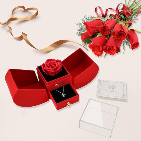 Valentine's Day Gift, Save Rose Necklace for Girlfriend, Rose Box, Rose Necklace, Gift for Girlfriend Mom Sister, Forever Rose, Eternal Rose, Gift for Her in Saudi Arabia