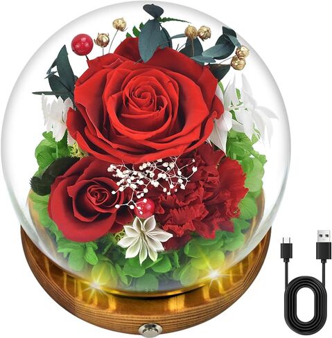 هدية زهور محفوظة Quimoy للنساء ، هدية للأم ، Flores Eternas Roses في قبة زجاجية مع مصابيح LED ، هدايا حقيقية لتسليم الزهور لعيد الأم ، عيد ميلاد ، فالنتين ، عيد الميلاد ، الزفاف in Kuwait