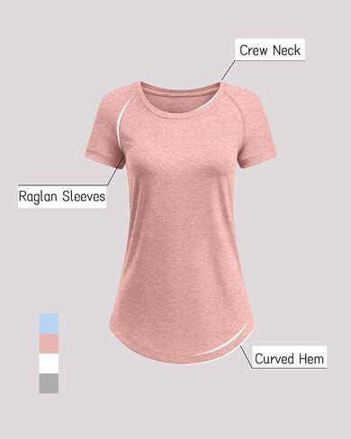 Huukeay 4 Pack Women's Short Sleeve T Shirts ، Crewneck غير الرسمي Raglan Tee Tee Summer Summer Sumpt in Kuwait
