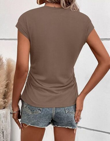 Bliwov 3Pack Womens Summer Cap Sleeve Tops Business Casual Crewneck Ruched T Shirts Trendy Basic Tops Beach Vacation Clothes in Saudi Arabia