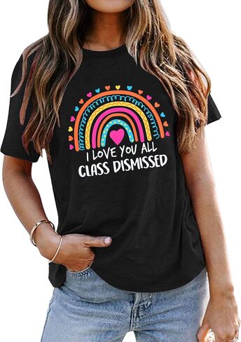 Teacher Shirt for Women Last Day of School T-Shirt Teacher Life Graphic Tee Tops Teachers Gift T-Shirt Blouse in Kuwait