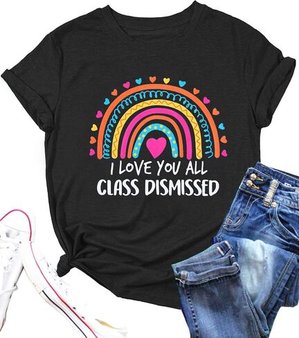 Teacher Shirt for Women Last Day of School T-Shirt Teacher Life Graphic Tee Tops Teachers Gift T-Shirt Blouse in Kuwait