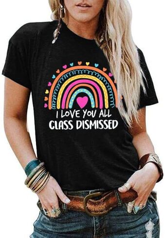 Teacher Shirt for Women Last Day of School T-Shirt Teacher Life Graphic Tee Tops Teachers Gift T-Shirt Blouse in Kuwait
