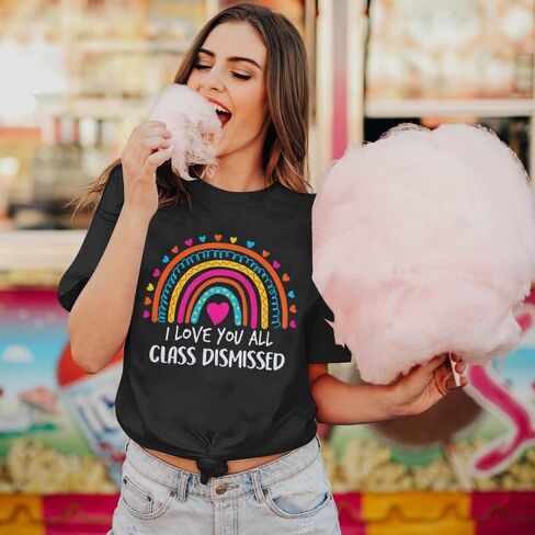 Teacher Shirt for Women Last Day of School T-Shirt Teacher Life Graphic Tee Tops Teachers Gift T-Shirt Blouse in Kuwait