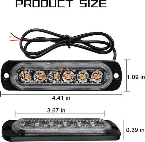 4PCS Car Emergency Strobe lights, 6-LED 12V 24V Vehicle Surface Mount Flashing Warning Hazard Lights, Ultra Slim Auto Sync Feature Grill Lights, Universal for Trucks Van Off Road (Yellow) in Saudi Arabia