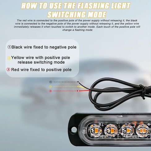4PCS Car Emergency Strobe lights, 6-LED 12V 24V Vehicle Surface Mount Flashing Warning Hazard Lights, Ultra Slim Auto Sync Feature Grill Lights, Universal for Trucks Van Off Road (Yellow) in Saudi Arabia