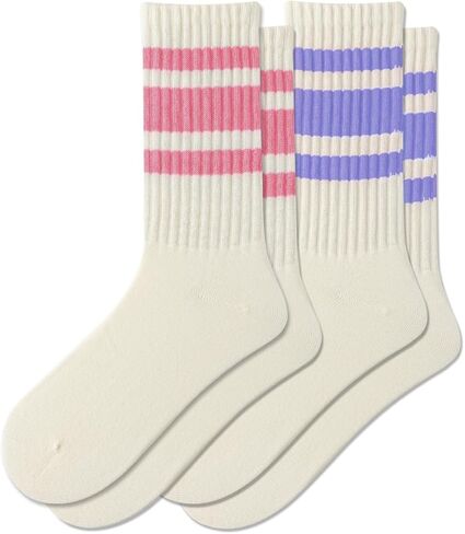 Fun Novelty Striped Retro Crew Socks For Women Sporty Calf Casual Cotton Socks Women in Kuwait
