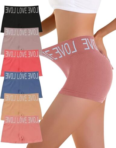 Boy Shorts Underwear for Women High Waisted Polyamide Panties Stretch Briefs 6 Pack in Saudi Arabia