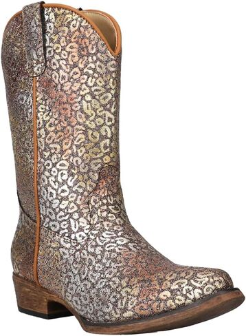 ROPER Kids Girls Riley Glitter Leopard Snip Toe Casual Boots Mid Calf - Brown in Saudi Arabia