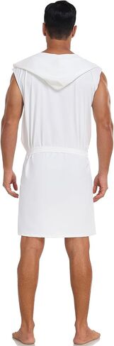 VintageClothing Men's Summer Robe with Hooded Lightweight Bathrobe House Kimono Sleeveless Sexy Sleepwear Pajamas in Kuwait