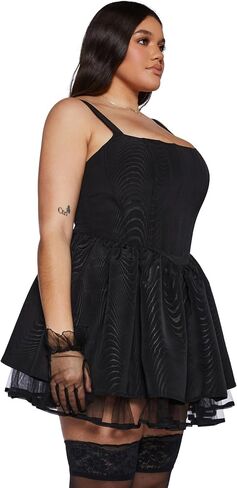 Dolls Kill Plus Magic Moves Corset Dress by Sugar Thrillz – Taffeta Corset Dress with Fishnet Mesh Petticoat & Lace-Up Back in Saudi Arabia
