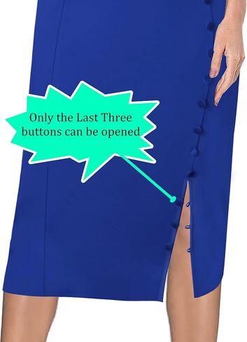 VFSHOW Womens Pleated Notch V Neck Buttons Split Work Office Business Slim Bodycon Pencil Sheath Midi Dress in Saudi Arabia