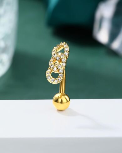 حلقات زر بطن كوشارم 14G حلقات السرة البطن العكسي للولاء الذهب العائم من الفولاذ المقاوم للصدأ in Saudi Arabia