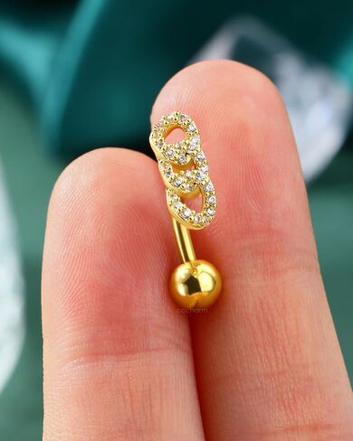 حلقات زر بطن كوشارم 14G حلقات السرة البطن العكسي للولاء الذهب العائم من الفولاذ المقاوم للصدأ in Saudi Arabia