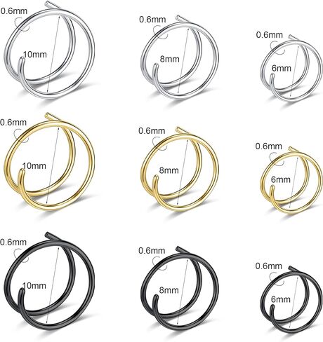 18G/20G/22G Stainless Steel Hoop Nose Ring Cartilage Earring for Women Men Softened Double Hoop Nose Ring for Single Piercing Bendable Tragus Helix Piercing Lip Septum Ring in Saudi Arabia