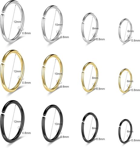18G/20G/22G Stainless Steel Hoop Nose Ring Cartilage Earring for Women Men Softened Double Hoop Nose Ring for Single Piercing Bendable Tragus Helix Piercing Lip Septum Ring in Saudi Arabia