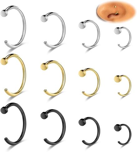 18G/20G/22G Stainless Steel Hoop Nose Ring Cartilage Earring for Women Men Softened Double Hoop Nose Ring for Single Piercing Bendable Tragus Helix Piercing Lip Septum Ring in Saudi Arabia