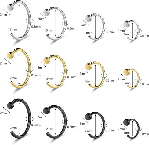 18G/20G/22G Stainless Steel Hoop Nose Ring Cartilage Earring for Women Men Softened Double Hoop Nose Ring for Single Piercing Bendable Tragus Helix Piercing Lip Septum Ring in Saudi Arabia
