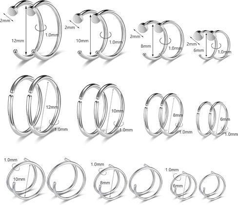 18G/20G/22G Stainless Steel Hoop Nose Ring Cartilage Earring for Women Men Softened Double Hoop Nose Ring for Single Piercing Bendable Tragus Helix Piercing Lip Septum Ring in Saudi Arabia