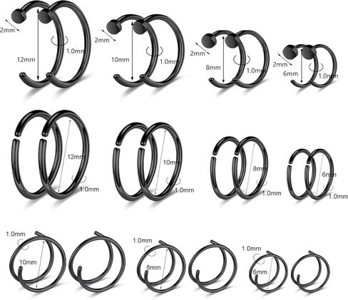 18G/20G/22G Stainless Steel Hoop Nose Ring Cartilage Earring for Women Men Softened Double Hoop Nose Ring for Single Piercing Bendable Tragus Helix Piercing Lip Septum Ring in Saudi Arabia