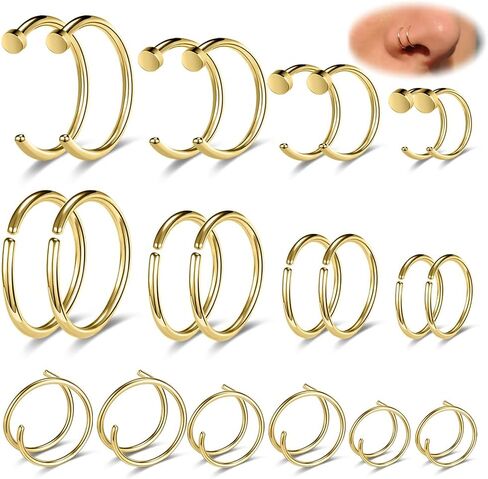 18G/20G/22G Stainless Steel Hoop Nose Ring Cartilage Earring for Women Men Softened Double Hoop Nose Ring for Single Piercing Bendable Tragus Helix Piercing Lip Septum Ring in Saudi Arabia