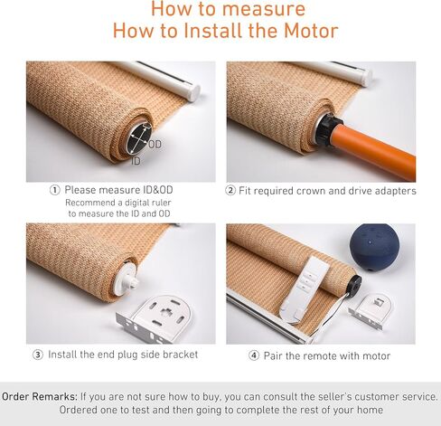 Tuya WiFi Smart Roller Shade Motor for 1.5" (38mm) Tubes – Compatible with Alexa & Google Home – App/Timer Control – No Hub Needed – DIY Electric Motor for Roller Blinds & Shades in Kuwait