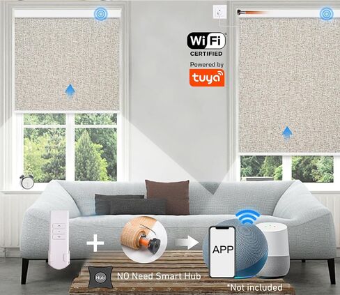 Tuya WiFi Smart Roller Shade Motor for 1.5" (38mm) Tubes – Compatible with Alexa & Google Home – App/Timer Control – No Hub Needed – DIY Electric Motor for Roller Blinds & Shades in Kuwait