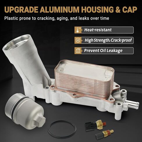 926-959 Upgrade Aluminum Engine Oil Filter Housing Oil Cooler Kit for 2011-2016 Dodge Challenger Charger Journey Caravan Durango Jeep Wrangler Grand Cherokee Chrysler 200 300 Ram ProMaster 3.6 926-876 in Saudi Arabia