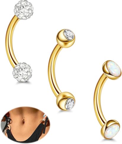 3pcs 14g G23 حلقات بطن التيتانيوم للنساء الأصليتين من بطن Hypoallergenic خواتم الزر الصغيرة Zirconia Zirconia حلقات صغيرة أوبال البطن الثقب in Saudi Arabia