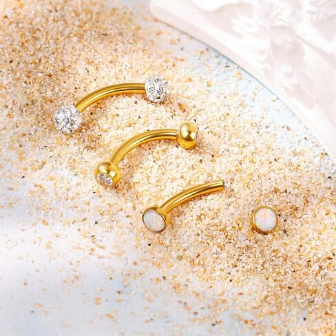 3pcs 14g G23 حلقات بطن التيتانيوم للنساء الأصليتين من بطن Hypoallergenic خواتم الزر الصغيرة Zirconia Zirconia حلقات صغيرة أوبال البطن الثقب in Saudi Arabia