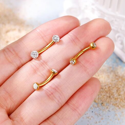 3pcs 14g G23 حلقات بطن التيتانيوم للنساء الأصليتين من بطن Hypoallergenic خواتم الزر الصغيرة Zirconia Zirconia حلقات صغيرة أوبال البطن الثقب in Saudi Arabia