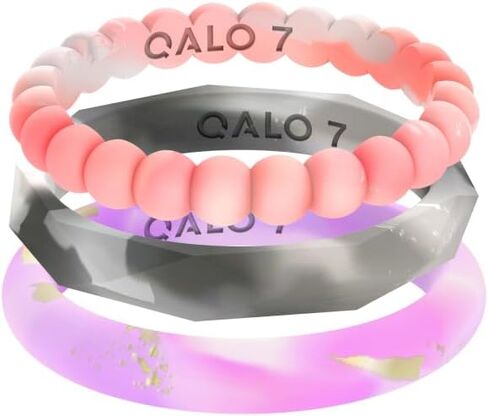QALO Women's Natural Stone Drift, Moonlight & Twilight Stackable Silicone Wedding Ring, Durable Rubber Wedding Band for Women in Saudi Arabia