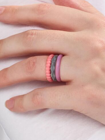 QALO Women's Natural Stone Drift, Moonlight & Twilight Stackable Silicone Wedding Ring, Durable Rubber Wedding Band for Women in Saudi Arabia