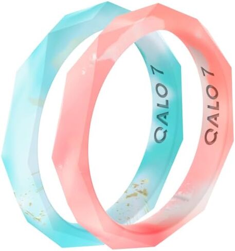 QALO Women's Natural Stone Drift, Moonlight & Twilight Stackable Silicone Wedding Ring, Durable Rubber Wedding Band for Women in Saudi Arabia