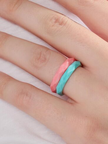 QALO Women's Natural Stone Drift, Moonlight & Twilight Stackable Silicone Wedding Ring, Durable Rubber Wedding Band for Women in Saudi Arabia