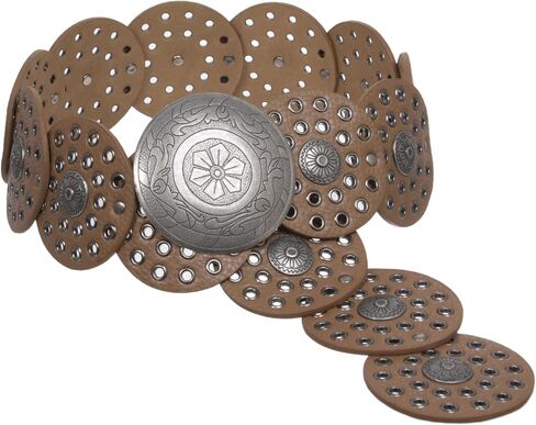 3 1/2" (90 mm) Wide Ladies Wide Boho Disc Concho Leather Belt in Saudi Arabia