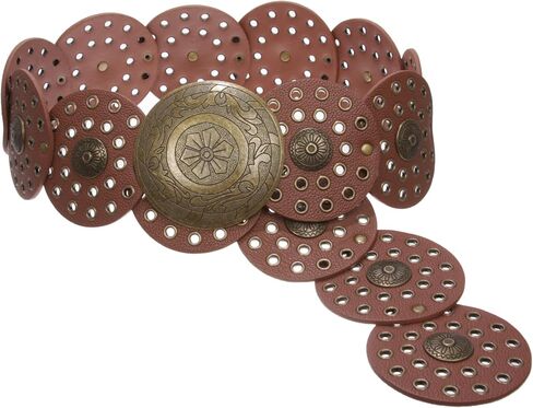 3 1/2" (90 mm) Wide Ladies Wide Boho Disc Concho Leather Belt in Saudi Arabia