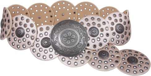 3 1/2" (90 mm) Wide Ladies Wide Boho Disc Concho Leather Belt in Saudi Arabia