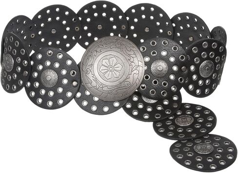 3 1/2" (90 mm) Wide Ladies Wide Boho Disc Concho Leather Belt in Saudi Arabia