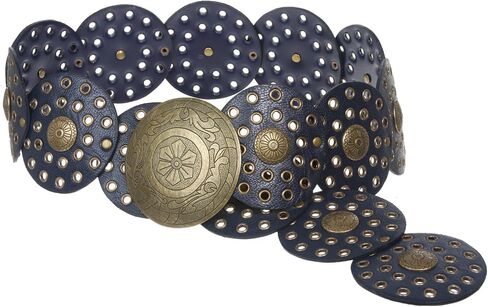3 1/2" (90 mm) Wide Ladies Wide Boho Disc Concho Leather Belt in Saudi Arabia