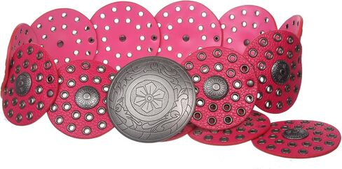 3 1/2" (90 mm) Wide Ladies Wide Boho Disc Concho Leather Belt in Saudi Arabia