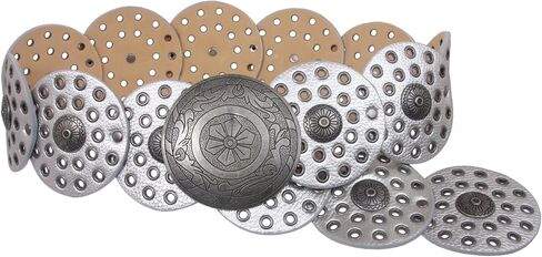3 1/2" (90 mm) Wide Ladies Wide Boho Disc Concho Leather Belt in Saudi Arabia